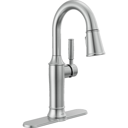 9984-AR-PR-DST Renaldi 8.81-in x 2.81-in x 14.44-in Single-Handle Pull-Down Bar and Prep Faucet, Lumicoat Arctic Stainless