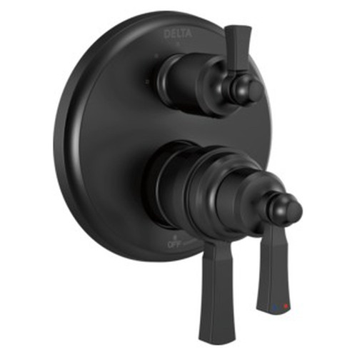 T27T956-BL Dorval Traditional 2-Handle Monitor 17T Series Valve Trim with 6 Setting Diverter, Matte Black