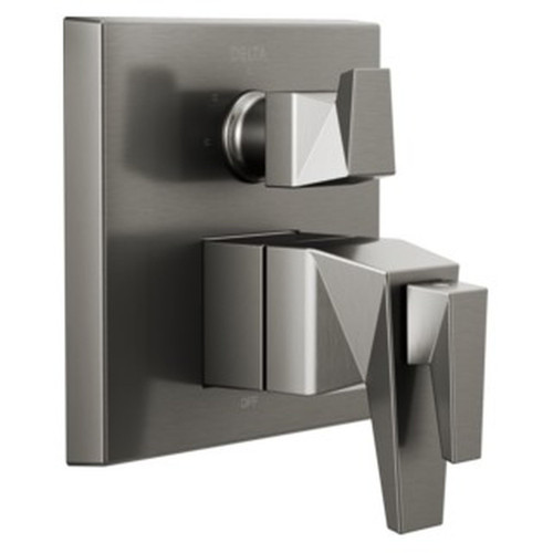 T27T843-KS-PR Trillian Two-Handle Monitor 17T Series Valve Trim with 3-Setting Diverter, Lumicoat Black Stainless