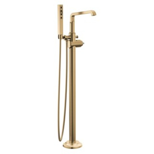 T4789-CZ-PR-LHP-FL Tetra Delta Tetra Floor Mount Tub Filler Trim, Lumicoat Champagne Bronze