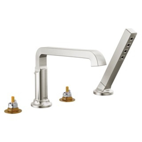 T4789-SS-PR-LHP Tetra Delta Tetra Roman Tub Trim with Hand Shower, Lumicoat Stainless