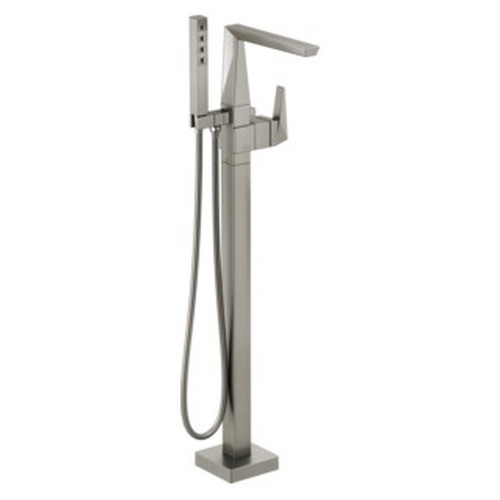 T4743-SS-PR-FL Trillian Delta Trillian Single Handle Floor Mount Tub Filler Trim, Lumicoat Stainless