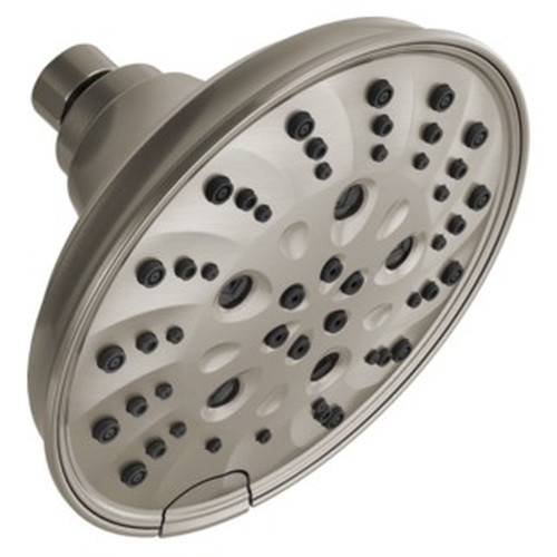 Delta 52669-SS-PR Universal Showering Components H2Okinetic 5-Setting Traditional Raincan Shower Head, Lumicoat Stainless