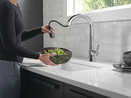 9191-PR-DST Monrovia Single Handle Pull Down Kitchen Faucet, Lumicoat Chrome