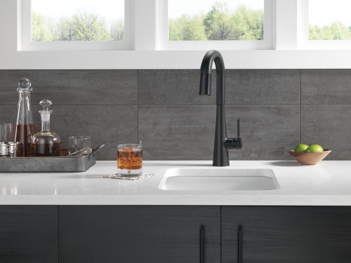 9991-BL-DST Monrovia Single Handle Pull Down Bar or Prep Faucet, Matte Black