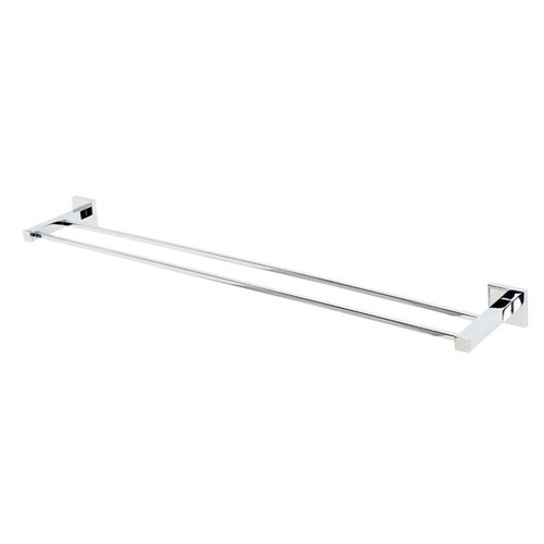 Double Towel Bar Modern in Polished Chrome