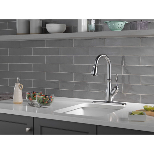 9678TL-AR-DST Leland 9.13-in x 3.50-in x 14.56-in Touch2O Bar and Prep Faucet with Touchless Technology, Arctic Stainless