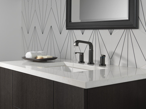 Delta 35589-BL-DST Tetra Two Handle Widespread Bathroom Faucet, Matte Black