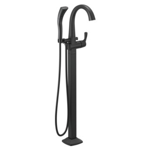 T4777-BLFL Stryke Delta Stryke Single Handle Floor Mount Tub Filler Trim, Matte Black