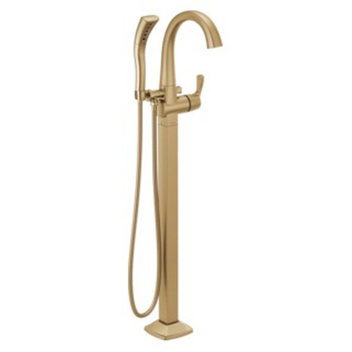 T4777-CZFL Stryke Delta Stryke Single Handle Floor Mount Tub Filler Trim, Champagne Bronze