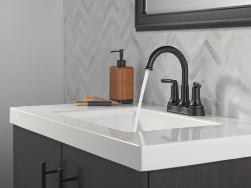 Delta 2535-BLMPU-DST SAYLOR Two Handle Centerset Bathroom Faucet, Matte Black