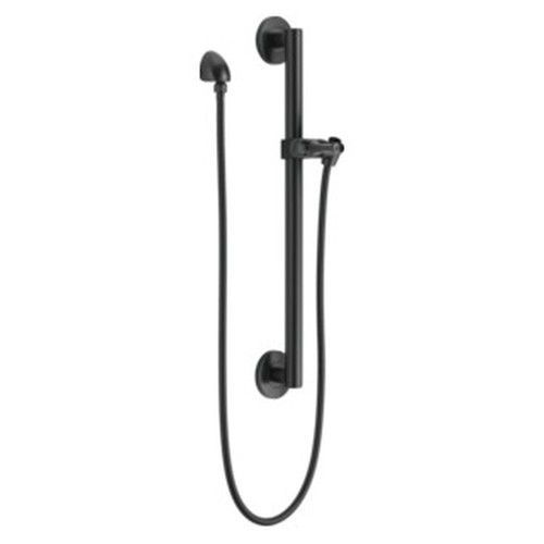 Delta 51600-BL Universal Showering Components Adjustable Slide Bar / Grab Bar Assembly with Elbow, Matte Black