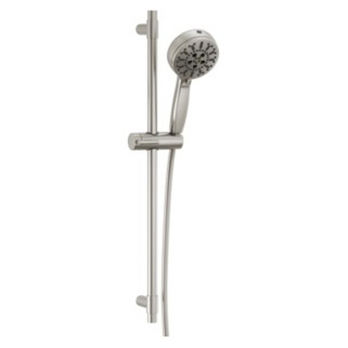 51584-SS-PR Universal Showering Components 7-Setting Slide Bar Hand Shower with Cleaning Spray, Lumicoat Stainless