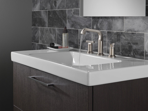 Delta 35587-SS-PR-DST Tetra Two Handle Widespread Bathroom Faucet, Lumicoat Stainless