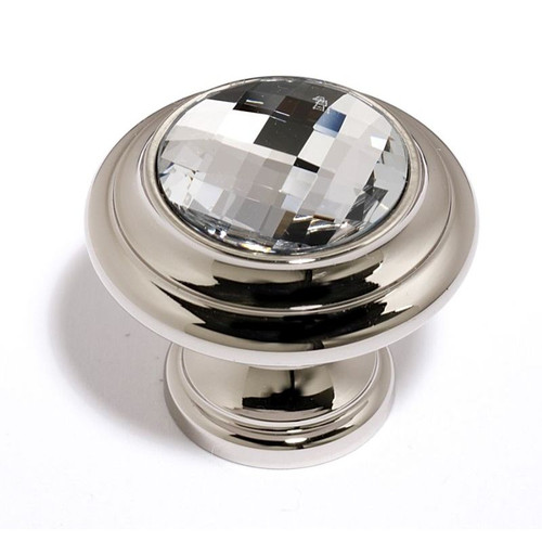 Alno Crystal C211-CLR/PN Traditional Knob in Polished Nickel