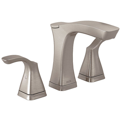 Two Handle Widespread Lavatory Faucet in Stainless Finish, 1.2gpm Flow Rate, with Metal Pop-Up