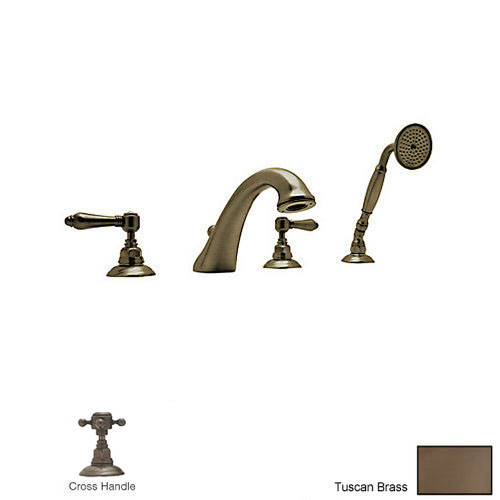 Roman Tub Faucet and Single Function Hand Shower in Tuscan Brass