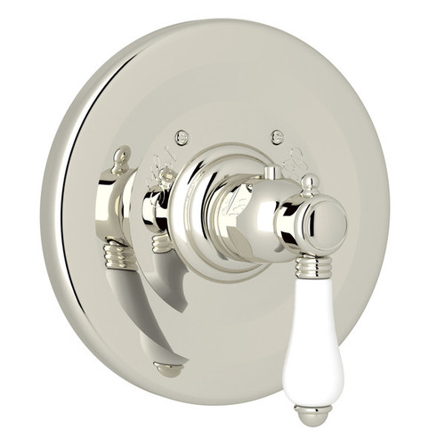 Rohl A4914LPPN Trim Plate without Volume Control with White Porcelain Lever Handle, Polished Nickel