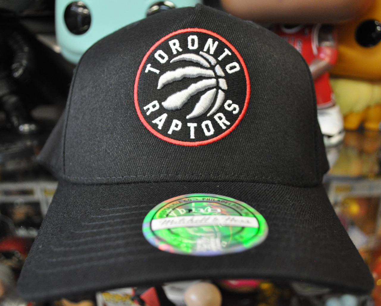 Toronto Raptors Logo Flex Mitchell Ness Black Snapback Hat