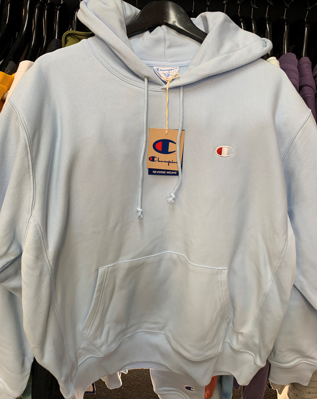 Champion reverse weave mylar clearance blue hoodie