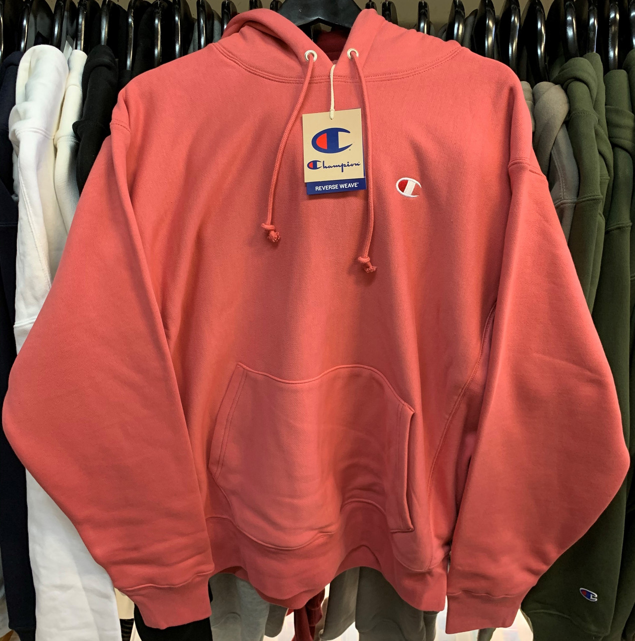 champion reverse weave hoodie siesta pink