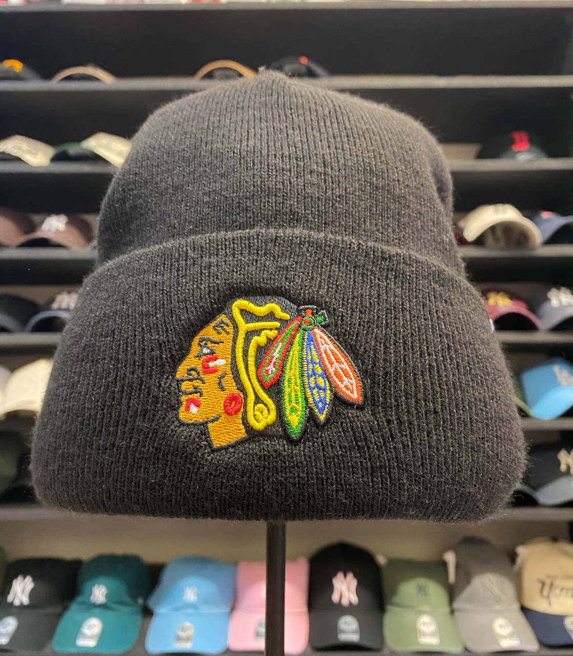 Chicago Blackhawks Logo 47Brand Black 