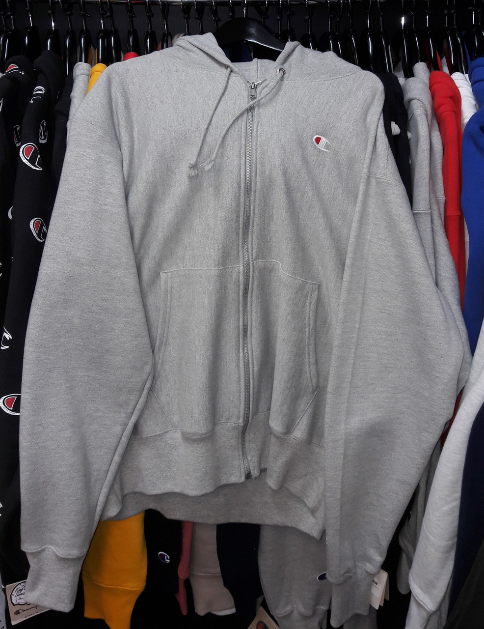 grey champion zip up hoodie