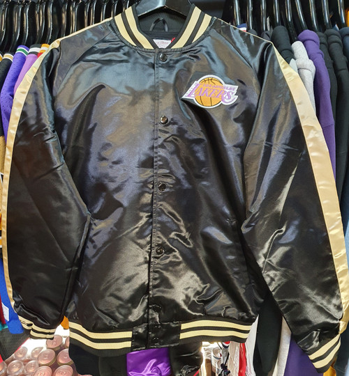 Los Angeles Lakers Mitchell Ness Black Gold Satin Jacket