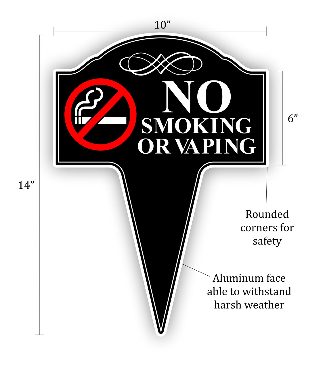 No Smoking Or Vaping Aluminum Yard Sign 10x14 (Available in English or  Spanish)