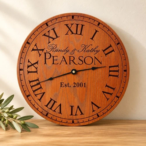 Carved Wood Family Clock