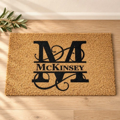 Split Letter Monogram Doormat