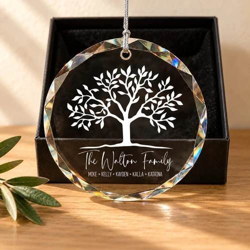 Family Tree Crystal Ornament
