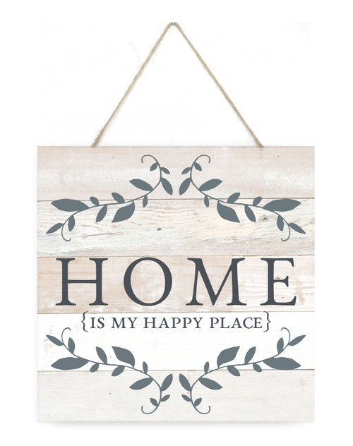 Home Is My Happy Place Wooden Plank Sign 7.5 x 7.5