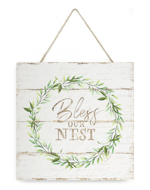 Bless Our Nest Wood Plank Sign 7.5 x 7.5