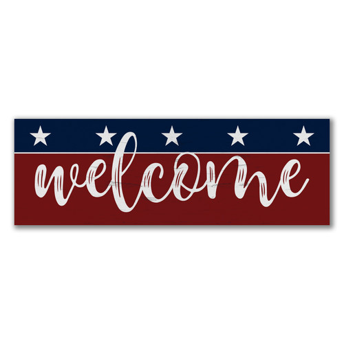 Welcome Patriotic Rustic Wood Wall Sign