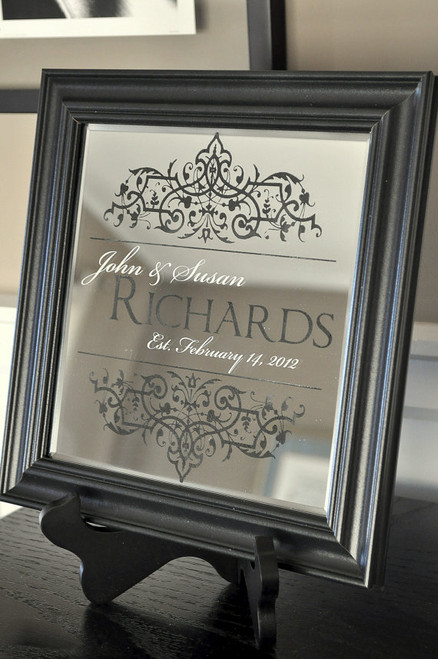 Personalized Printed Mirror Family Name Sign With Established Date 10x10