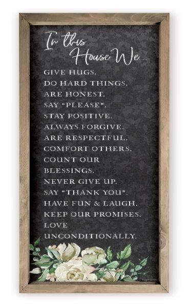 In This House We Give Hugs Rustic Wood Farmhouse Wall Sign