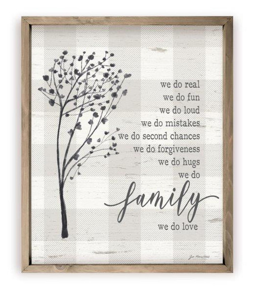 We Do Family Rustic Wood Farmhouse Wall Sign