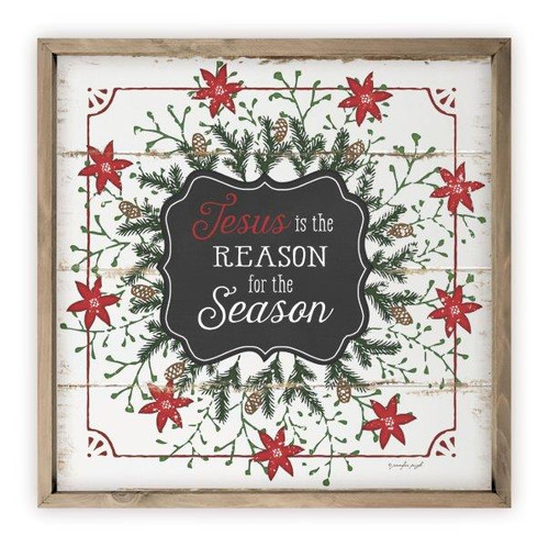 Jesus Is The Reason For The Season Rustic Wood Farmhouse Wall Sign