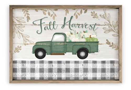 Fall Harvest Antique Truck With Pumpkins Rustic Wood Farmhouse Wall Sign