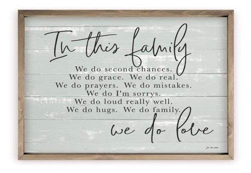 In This Family We Do Second Chances Rustic Wood Farmhouse Wall Sign
