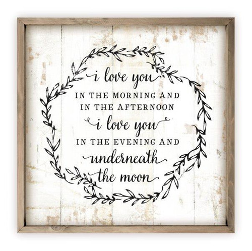 I Love You In The Morning Rustic Wood Farmhouse Wall Sign