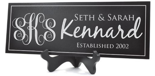 Personalized Carved Wood Family Name Sign With Established Date And Monogram