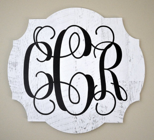 Personalized Printed Wood Vine Monogram Sign 18x20