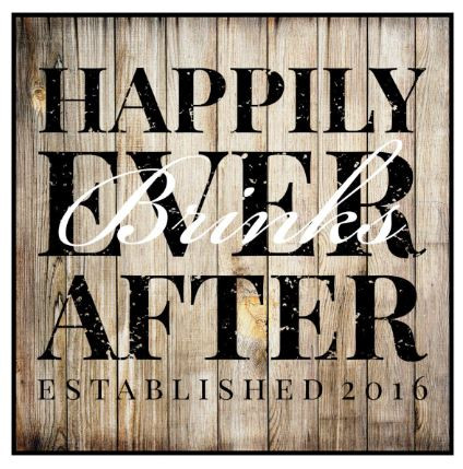 Personalized Printed Wood Family Name Sign With Happily Ever After Design 12x12