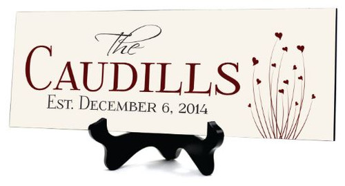 Personalized Printed Wood Family Name Sign With Flower Design