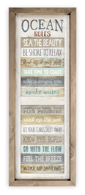 Ocean Rules Wood Farmhouse Wall Sign