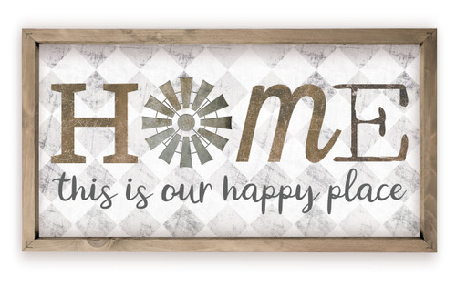Home This Is Our Happy Place Wood Farmhouse Wall Sign