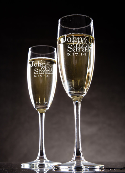 Personalized Engraved Champagne Toasting Glasses With First Names Design (Set of 2)