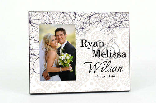 Personalized Picture Frame With Flowers Design For A 4x6 Photo